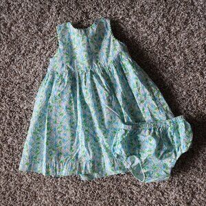 Lilly Pulitzer Baby Shift Dress & Bloomers Set Monkey and Leaves 12-18 Months